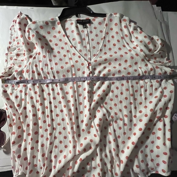 Lane Bryant popover Top vacation cruise Polka Dot Shirt Gauzy Flutter Sleeve 24 - Picture 12 of 13